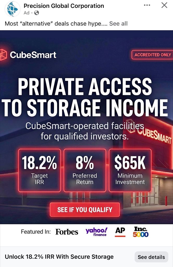 PGC Facebook Ad - Private Access to Storage Income